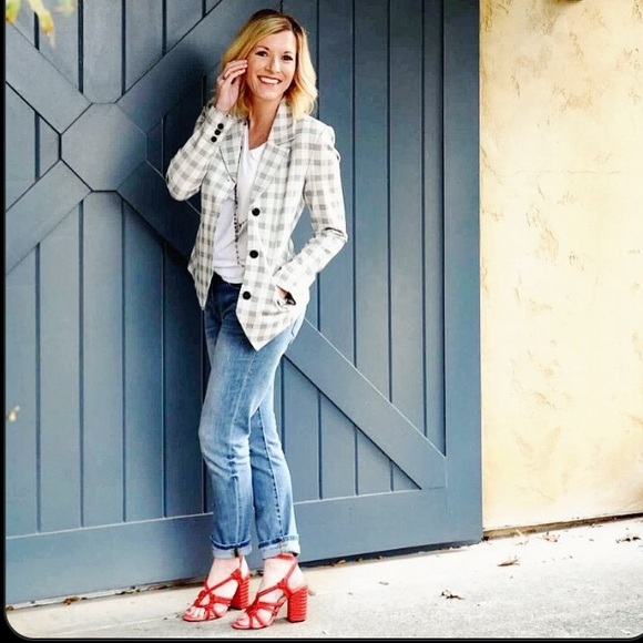 CAbi 5292 Valentina Blazer Plaid/Gingham Jacket Button Closure Long Sleeve Sz 10 - Picture 4 of 16